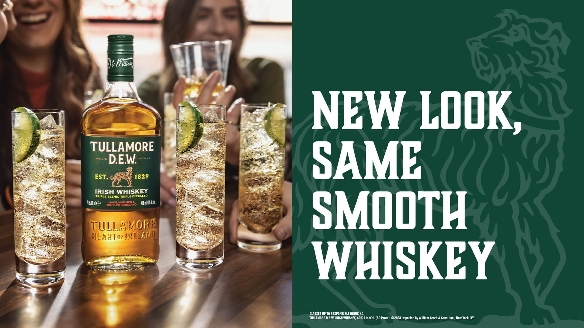 ny flaska tullamore dew med drinkar och flaska