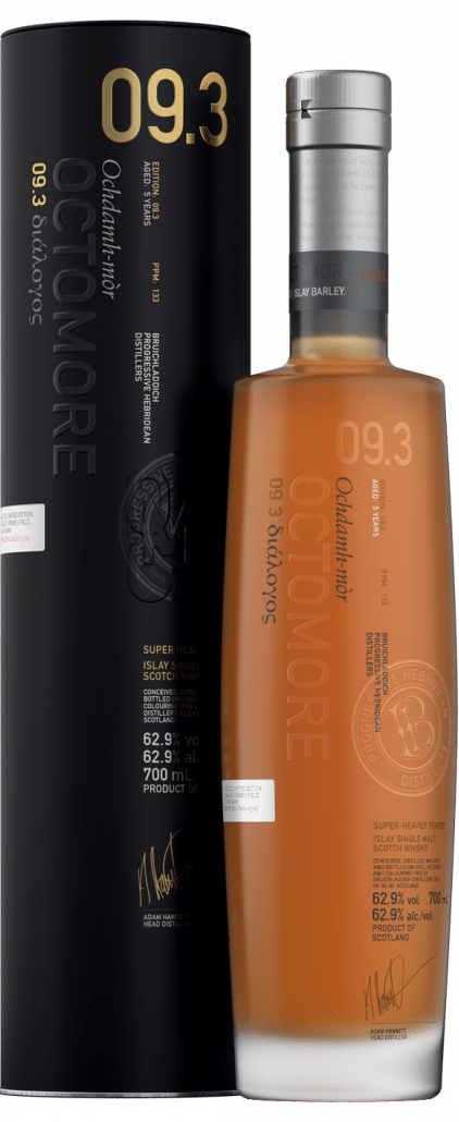 en flaska octomore brun flaska med 9.3