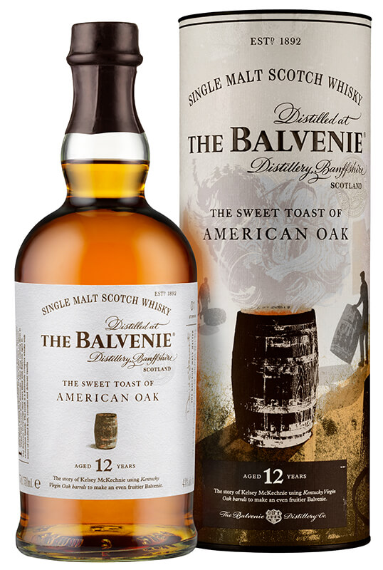 En flaska med whiskeyn Balvenie The Sweet Toast of American Oak 12 yo