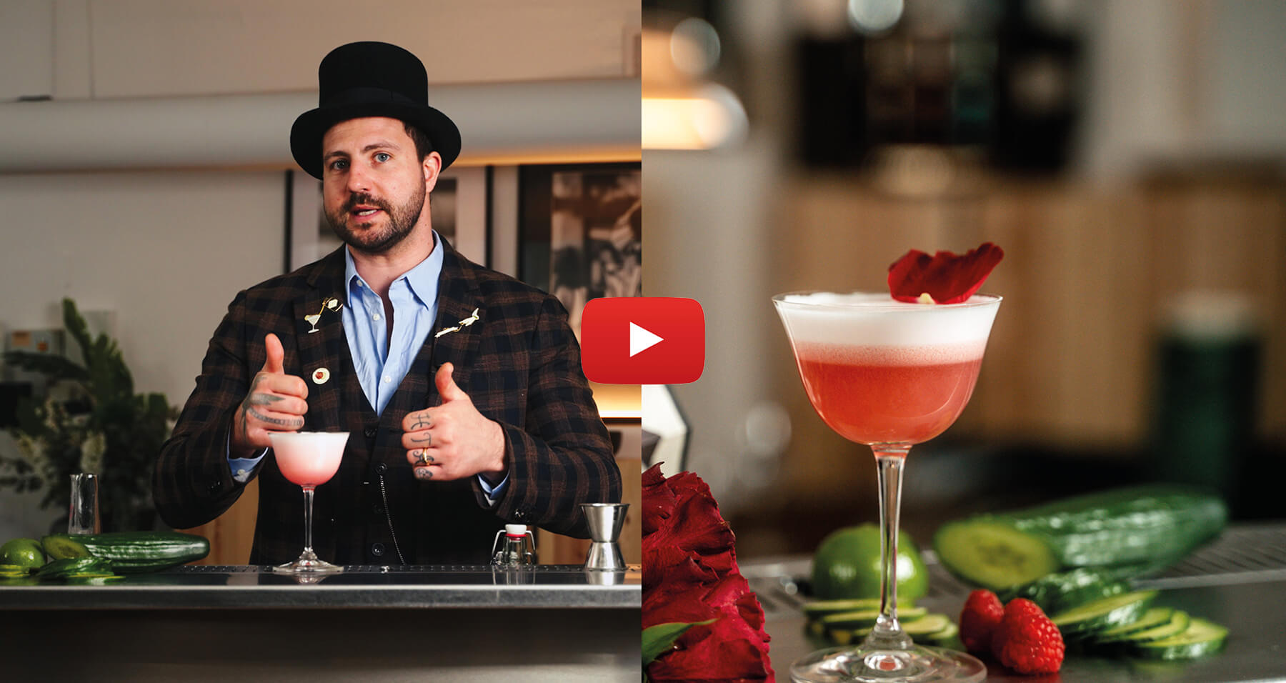 petter blandar en drink som heter clover club