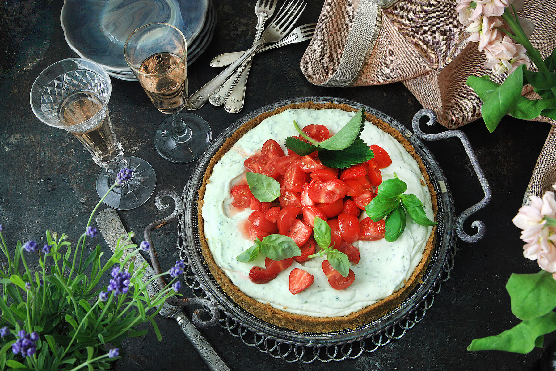 cheese cake på ett sommarbord