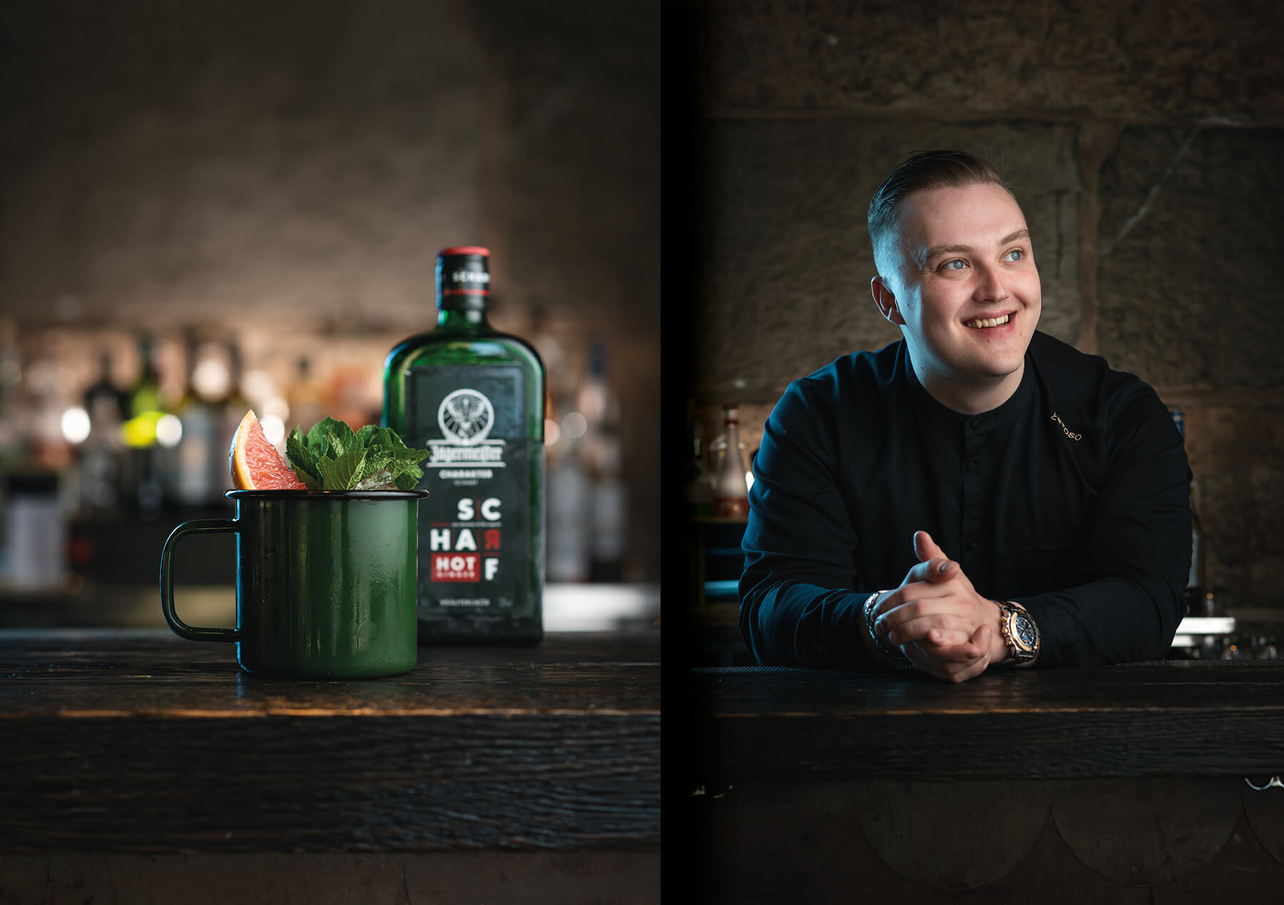 Götaplatsen hittar vi TOSO med linus vid baren som gör en jägermeister drink