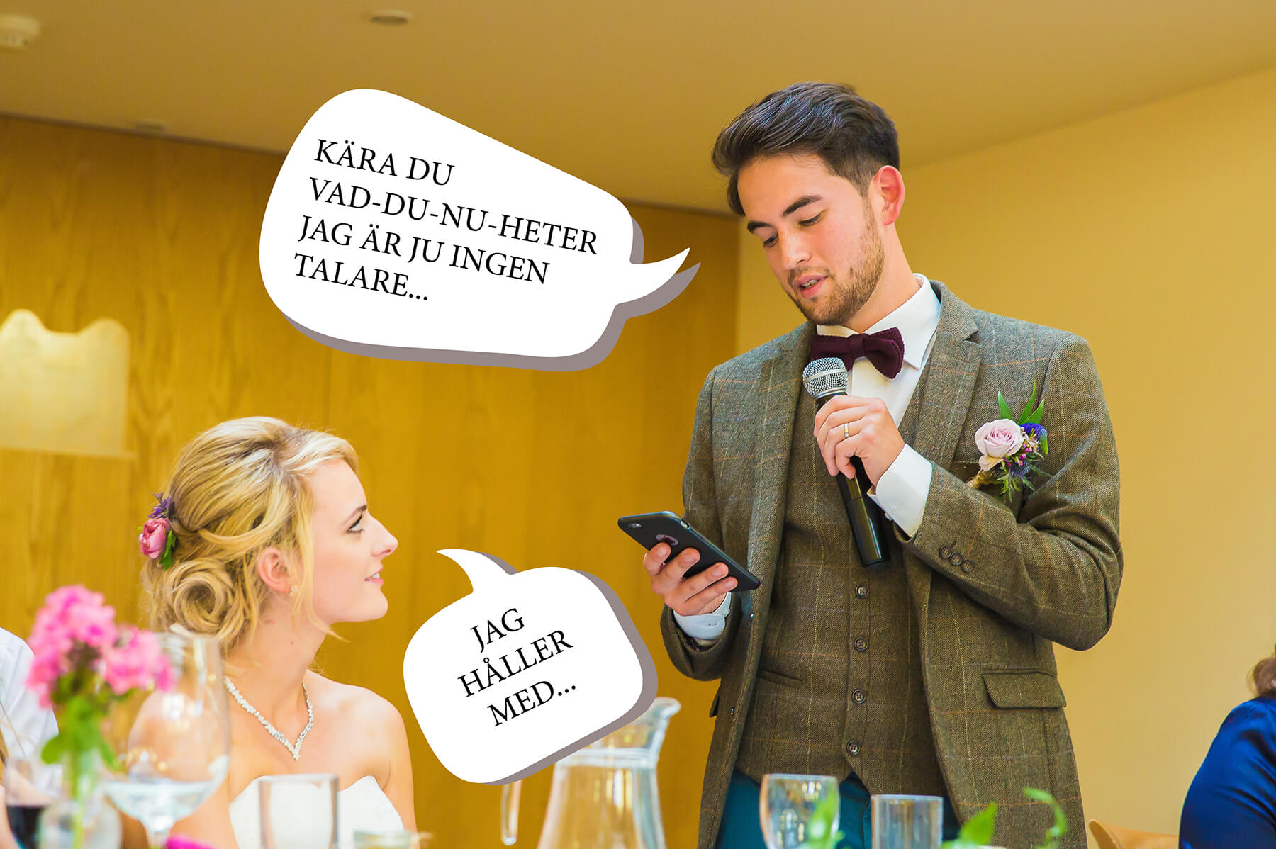 om att hålla tal brudgum som håller tal till bruden