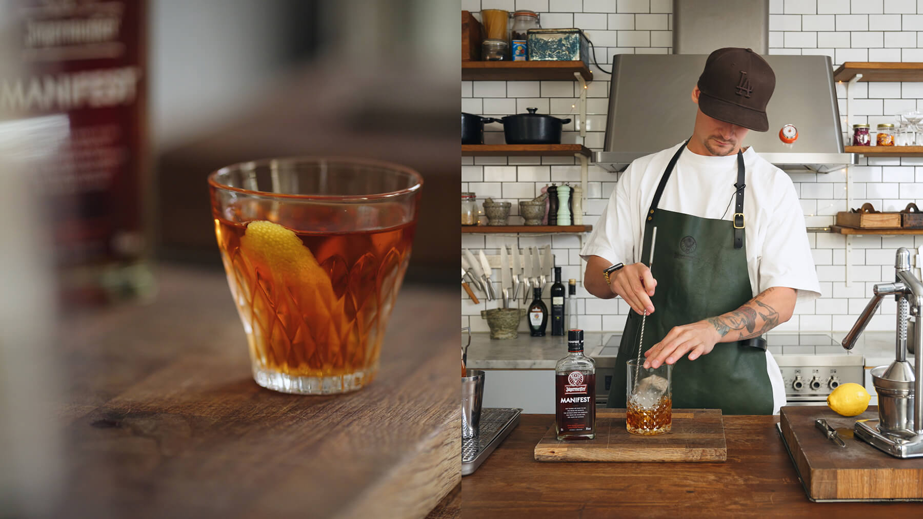 fredrik blandar en modern drink sazerac