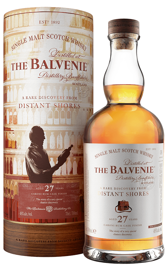 en flaska dyr whisky från balvenie off shore