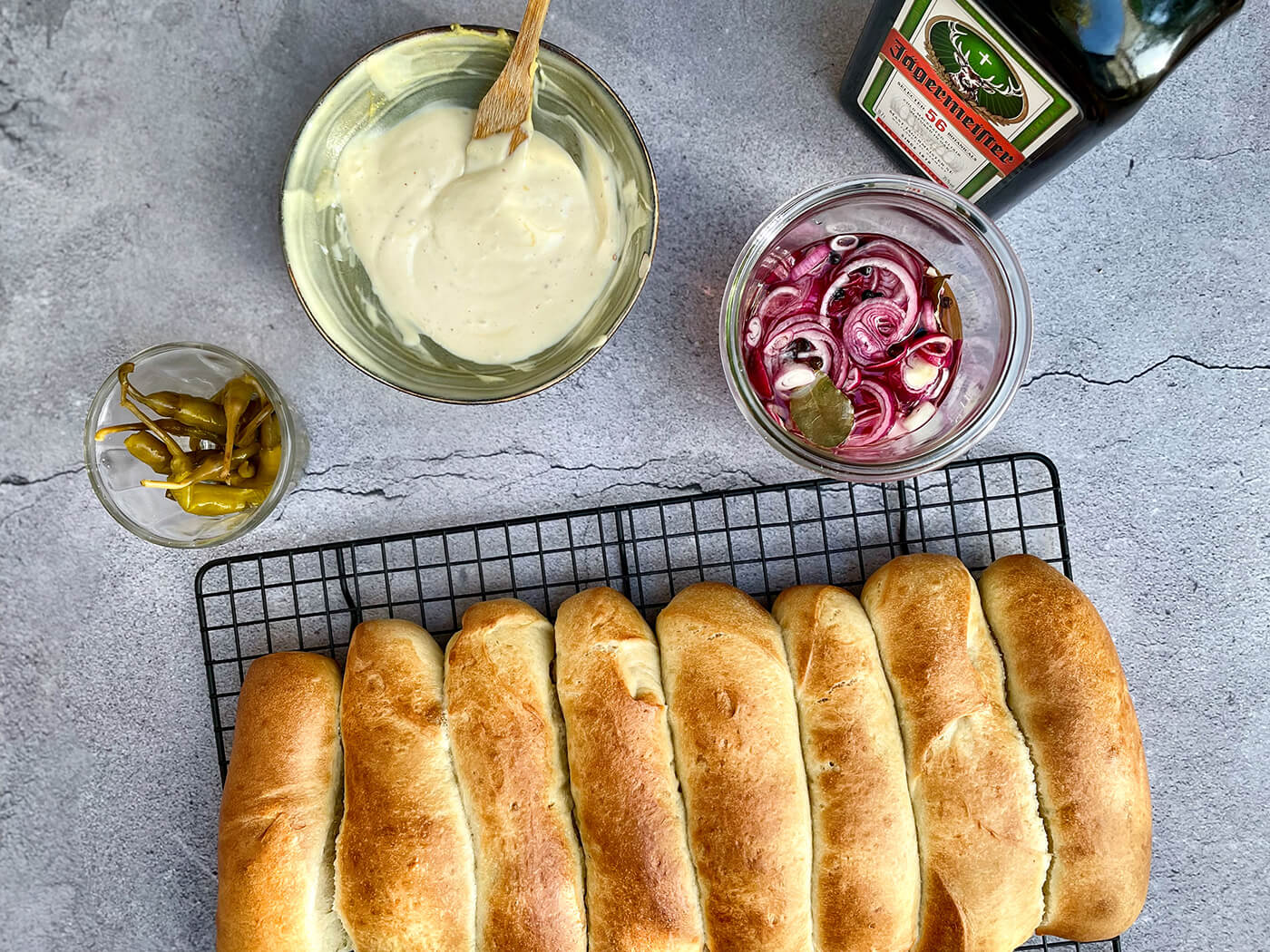 hoagiebröd på galler